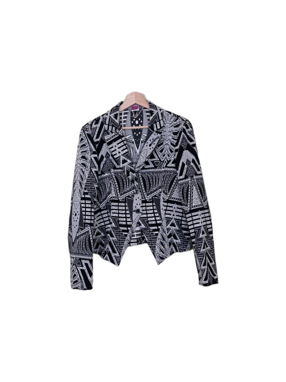 Save The Queen! Geo Tribal Leaf Mosaic Print Blazer EU XL US M Wearable Art Boho